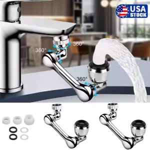 2× 1080° Universal Swivel Extension Faucet Aerator Rotate Robotic Arm Extend USA - Picture 1 of 14