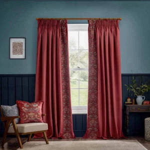 Cortinas completamente forradas bordadas Strawberry Thief en Berry de Morris & Co - Imagen 1 de 11
