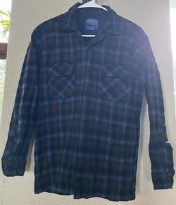 PENDLETON Board Shirt Brown Plaid Flannel Men’s size Small - Picture 1 of 7