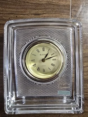 Reloj Estante Hoya Plomo Cristal Bulova Mantel 24% PbO Cuarzo - Elegante Decoración Foto 1 de 4