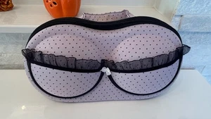 Pink Black Polka Dot Lace Bra Traveling Hard Case Protector - Picture 1 of 6