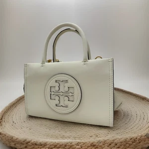 AUTH NWT TORY BURCH ELLA Bio Logo Mini Tote Crossbody In Warm White ~NEW~ - Picture 1 of 12