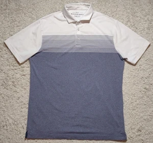 Polo Mizzen + Main uomo grande blu bianca bordo a righe vestibilità golf elasticizzata - Foto 1 di 9