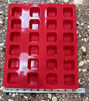 Silicone Molds 24 Cube Tray Muffin Pan Flexible 1.5 Inch Squares Red - Image 1 of 3