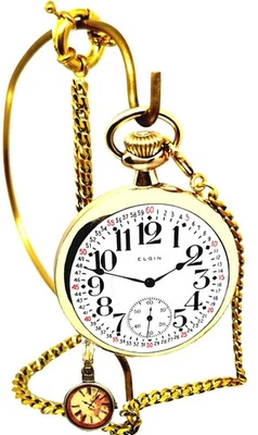Display Back Gold Filled Railroad Pocket Watch Elgin FATHER TIME - Image 1 of 4