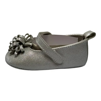 Laura Ashley Toddler Girl's Mary Jane Silver Shoes - Size: 9-12Months - LA16010 - Image 1 of 4