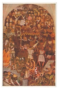 Mexico City Mexico Diego Rivera Madero Revolution Mural Postcard - Picture 1 of 2