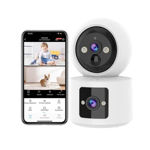 Dual Lens Kameras für Heimsicherheit, Haustier/Baby Kamera Monitor Innenkamera Ba... - Bild 1 von 9