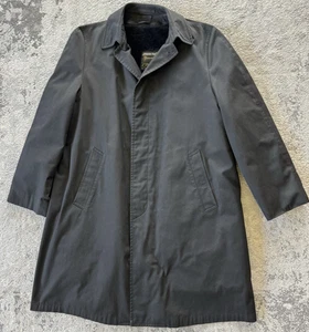 Gabardina antiniebla Londres años 80 vintage talla 40 larga negra con cremallera hecha en EE. UU. USADA EN EXCELENTE ESTADO - Imagen 1 de 15