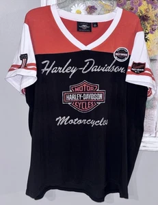 Authentic Harley Davidson Damen 2X Racing Shirt Embroidered Patches - Bild 1 von 6