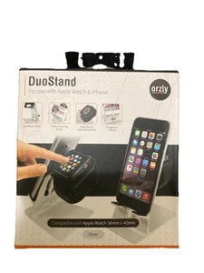 Apple Watch & iPhone Stand Holder DuoStand Orzly - Silver - Photo 1 sur 4