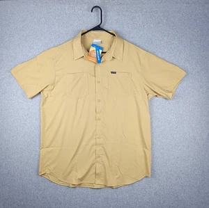 Columbia Red Eagle Lake Short Sleeve Shirt Men's Med Yellow Omni-Shade Polyester - Picture 1 of 7