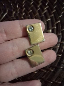 Vintage-1950's Gold Tone Rhinestone Cuff Link Classic Swag Sharp Dressed  - Picture 1 of 9