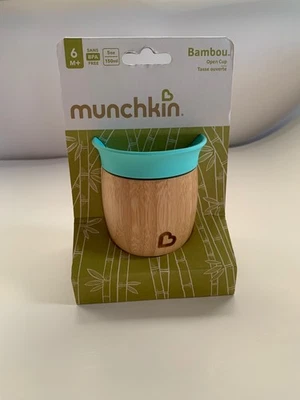 ¡NUEVO! Taza de silicona de bambú Munchkin 6 m + taza abierta de bambú 5 oz bebé pequeño sin BPA Foto 1 de 2