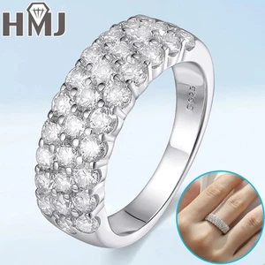 Sparkling D Color Moissanite Half Eternity Ring S925 Silver Wedding Band Rings - Picture 1 of 24