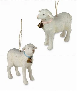 Bethany Lowe Easter Set Of 2 Spring Lamb Ornaments TD4008S Free Shipping - Picture 1 of 3