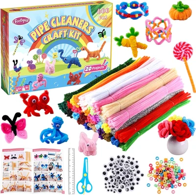 800pcs Pipe Cleaners Crafts Kit, 30 Colors Pipe Cleaners Bulk with 20 Designs... - Image 1 of 4