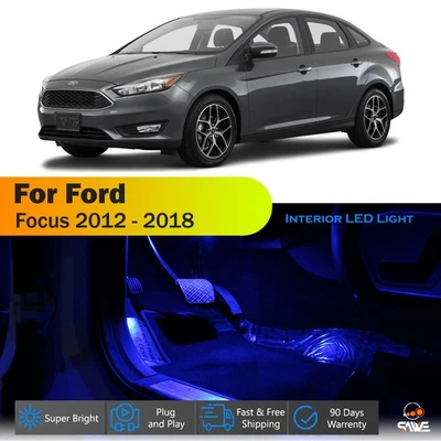 9 x Para Ford Focus 2012-2018 Interior Luces LED Paquete Bombilla Kit Mapa - Azul Foto 1 de 4