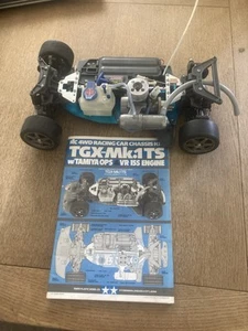 VGC TAMIYA 44002 VINTAGE 1/8 TGX CHASSIS & OPS VR-15S TM-1 MUFFLER GT-R AMG OPEL - Picture 1 of 9