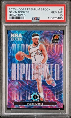 2023 PANINI HOOPS PREMIUM STOCK HIPNOTIZED PRIZM 5 DEVIN BOOKER SP PSA 10 - Imagem 1 de 3