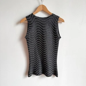 100% Cashmere CHRISTOPHER KANE Metallic Chevron Knit Tank Top - Size S - Picture 1 of 9