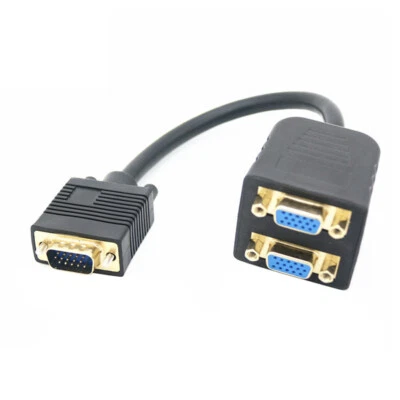 D27C VGA Splitter Kabel VGA auf 2x VGA Kabel 25cm 15 Pin 1 Stecker auf 2 Buchse - Bild 1 von 4