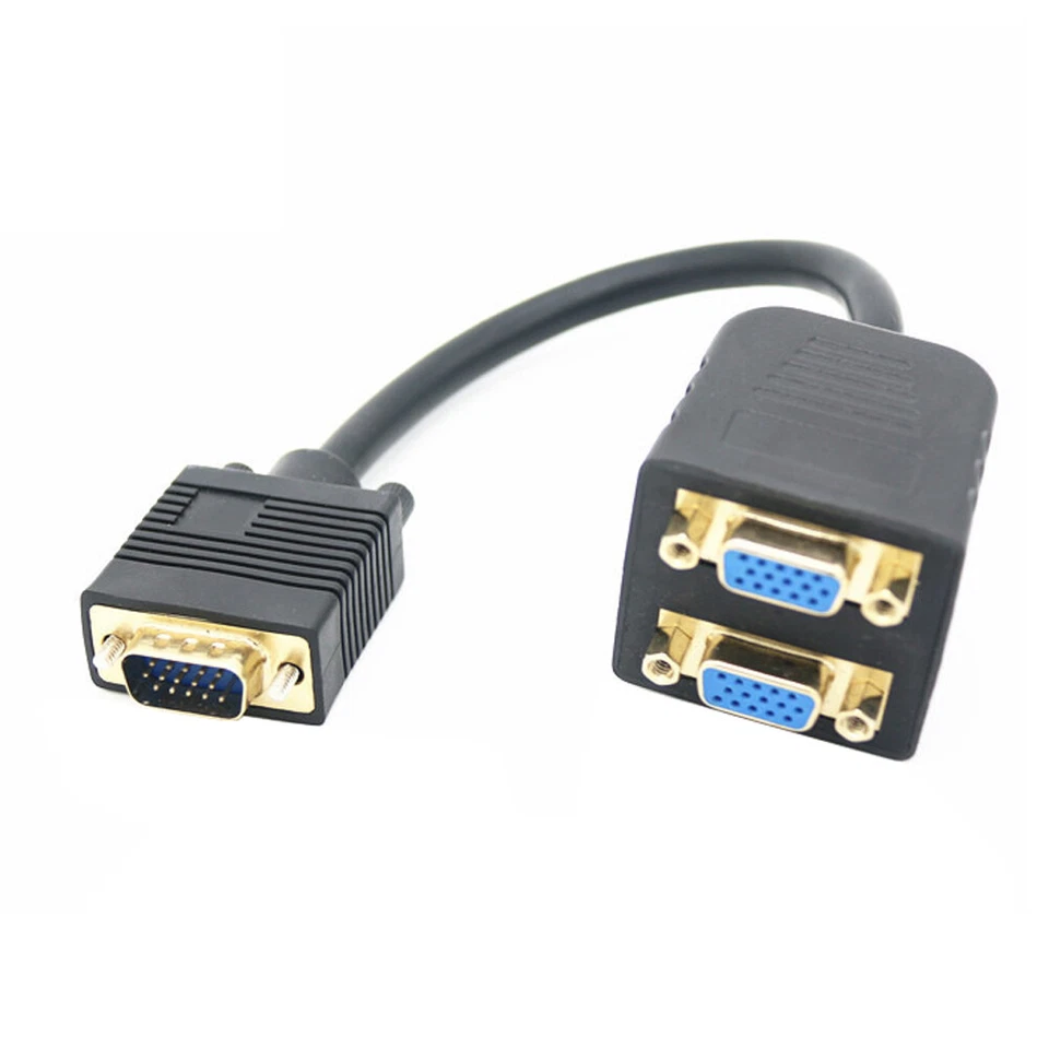 D27C VGA Splitter Kabel VGA auf 2x VGA Kabel 25cm 15 Pin 1 Stecker auf 2 Buchse - Bild 1 von 4