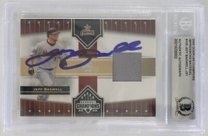 JEFF BAGWELL SIGNED 2005 DONRUSS CHAMPIONS IMPRESSIONS MATERIAL JSY #105 BECKETT