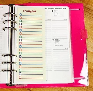 Tablero corto de dos caras lista de comestibles para usar con Filofax A5 - Imagen 1 de 2