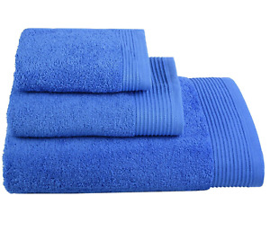 3 pc HAND FACE BATH TOWEL SET 460GSM Turkish Soft Absorbent Cotton Blue