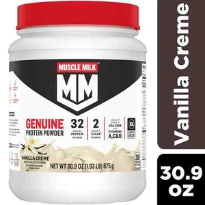 Muscle Milk Genuine Protein Powder, Vanilla, 32g Protein, 1.9lb, 30.9oz - Picture 1 of 10