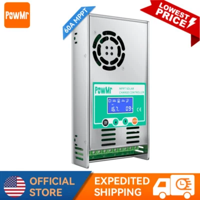 POWMR 60A MPPT Solar Regulator Charge Controller DC12/24/36/48V Auto Max PV 190V LCD