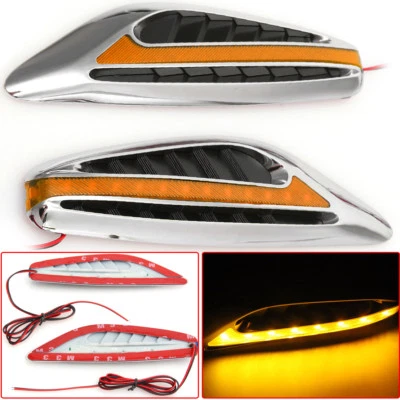 2X Luz de dirección de coche de hoja amarilla universal LED señal de giro guardabarros luces laterales Foto 1 de 2