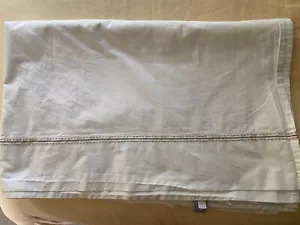 Lands End Full/Double 100% cotton flat sheet, ivory with beige embroidered edge - Picture 1 of 6