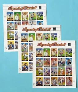 SCOTT #3408 33¢ LEGENDS OF BASEBALL - 3 SHEETS OF 20 = 60 STAMPS FV$19.80 - 2000 - Picture 1 of 3