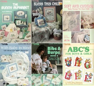 Lot of 6 Baby & Children Theme Cross Stitch Chart Pattern Booklets Bibs Prayers - Picture 1 of 11