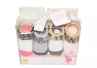 Lote de 4 pares - Vintage EE. UU. Polo Assn Cuna Bebé Zapatos Bota Calcetines Infante 0-9 Meses Foto 1 de 4