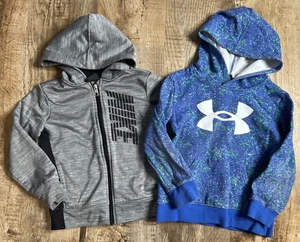 Nike Under Armour Size 5 Kid's Hoodies Lot of Two Blue Gray - Picture 1 of 6