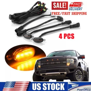 4( Amber LED Front Grille/Grill Running Lights Smoked For Ford F150 Raptor Style - Picture 1 of 13
