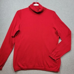 Talbots Sweater Womens Large Pullover Red Turtleneck Holiday Stretch Flaw - Picture 1 of 10