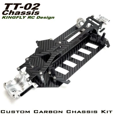 Custom Carbon Chassis  with Aluminum Lower Gearbox kit for TAMIYA TT-02 Chassis - Image 1 of 4