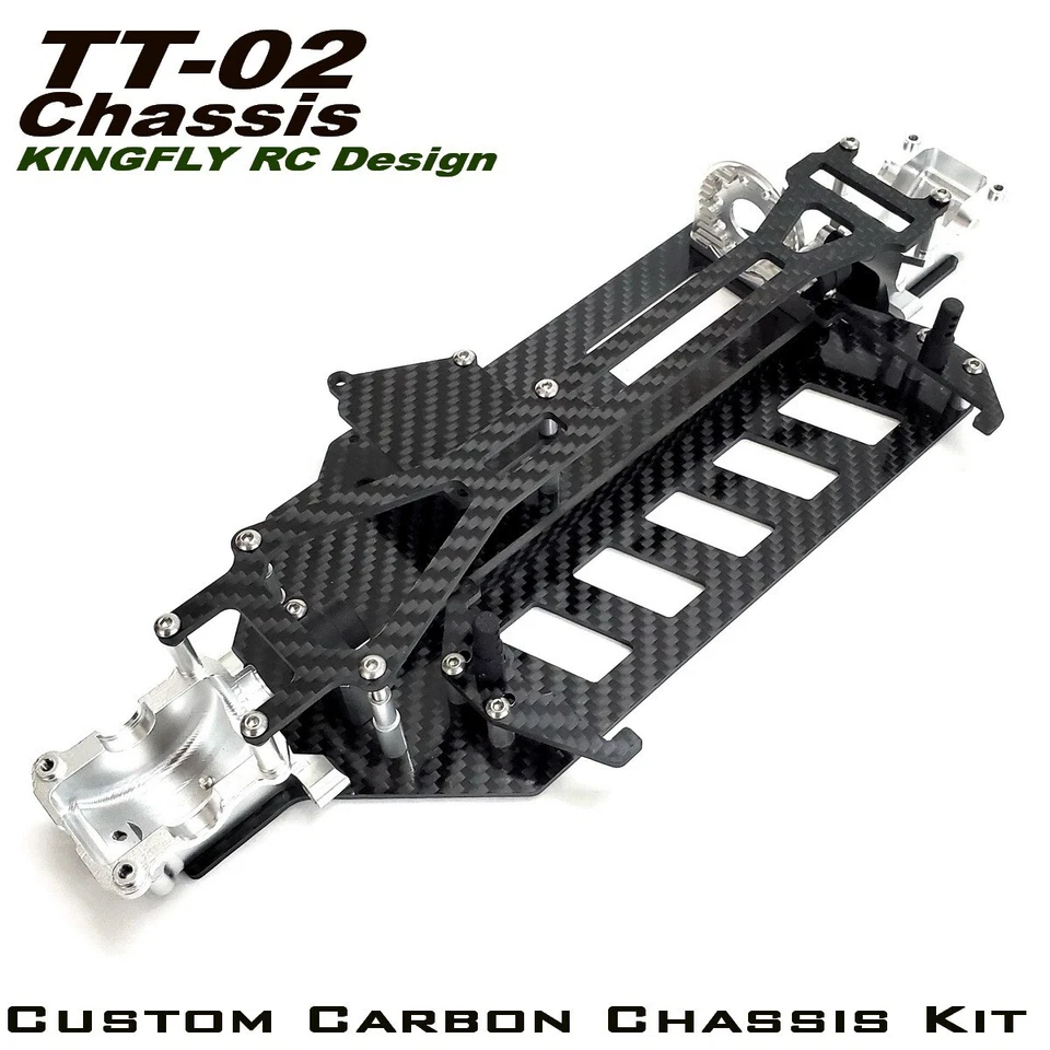 Custom Carbon Chassis  with Aluminum Lower Gearbox kit for TAMIYA TT-02 Chassis - Image 1 of 4