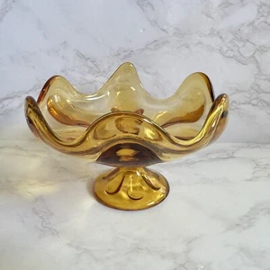 De colección MCM Viking Glass Ámbar Épico Seis Pétalos Patas Compota - Imagen 1 de 8