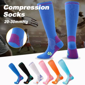 3 Pair Sports Long Tube Compression Socks Exercise Pressure Stockings Hose S-XXL - Picture 1 of 13