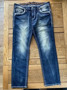 Rock Revival Men’s Ruper Straight Size 38 Distressed Denim Jeans - Picture 1 of 17