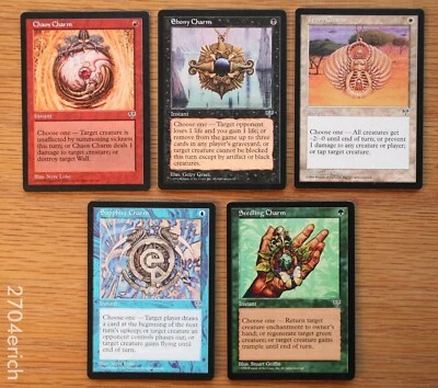 Set of 5 Mirage Charm Instants *NM* English Old School Magic MTG Ebony Sapphire - Image 1 of 2