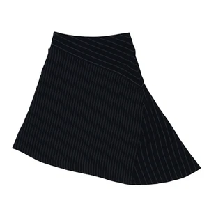 DKNY Women's Navy Side-zip Striped Midi Asymetrical Skirt Size 8 - NWT - Picture 1 of 2