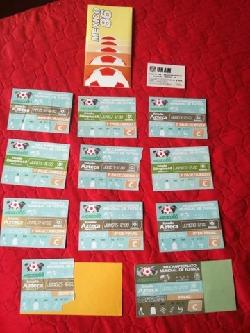 MEXICO '86 WORLD CUP 11 TICKETS + PARKING TICKET + TICKET CARRIER Cover