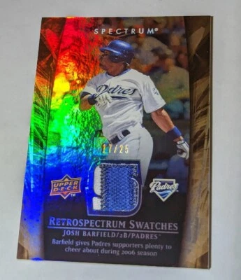 2008 Upper Deck Spectrum Retrospectrum JOSH BARFIELD GU Jersey Patch Usado #D /25 - Imagem 1 de 2