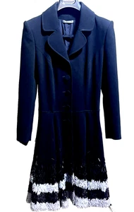 Zac Posen Heavy Weight Paillette Bead Sequin Embellished Black Dress Coat US 0 2 - Picture 1 of 7